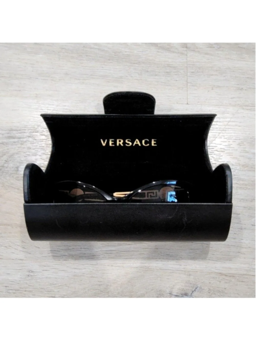 Versace Sunglasses Womens Black Oversized Cat Eye Polarized Gray 4295 GB1/T3